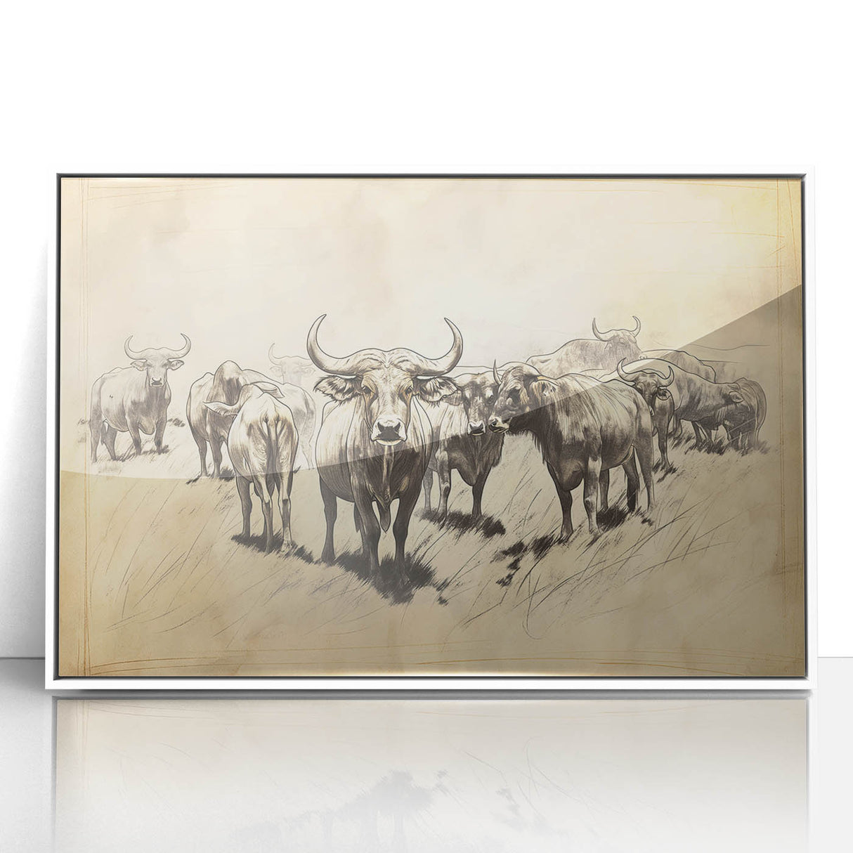 Cow Herd Illustration Art Print – Nature-Inspired Farm Animal Decor
