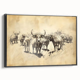 Cow Herd Illustration Art Print – Nature-Inspired Farm Animal Decor