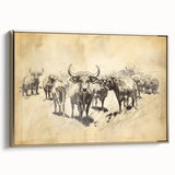 Cow Herd Illustration Art Print – Nature-Inspired Farm Animal Decor