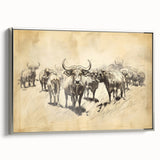 Cow Herd Illustration Art Print – Nature-Inspired Farm Animal Decor