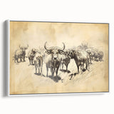 Cow Herd Illustration Art Print – Nature-Inspired Farm Animal Decor