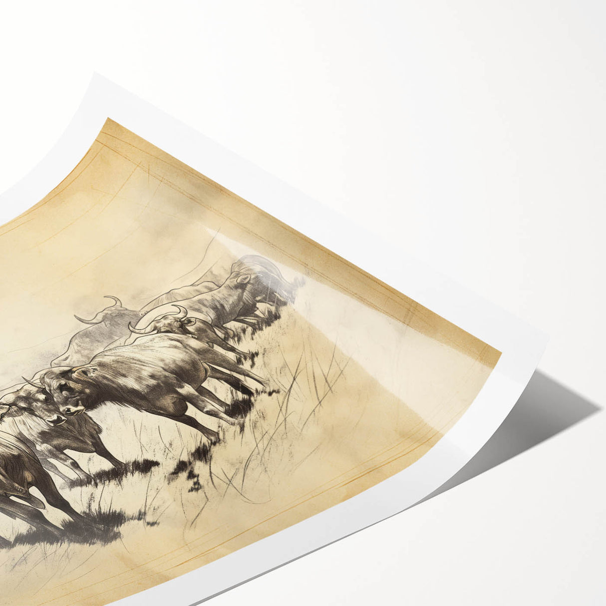 Cow Herd Illustration Art Print – Nature-Inspired Farm Animal Decor