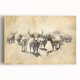 Cow Herd Illustration Art Print – Nature-Inspired Farm Animal Decor