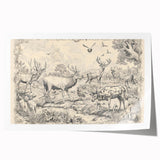 Wildlife Animals Illustration Art Print – Nature-Inspired Wall Decor