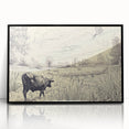 Cow in Nature Illustration Art Print – Tranquil Farm Landscape Decor