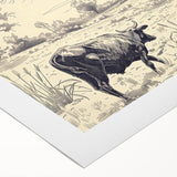 Cow in Nature Illustration Art Print – Tranquil Farm Landscape Decor