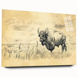Buffalo in Nature Illustration Art Print – Rustic Animal Wall Decor