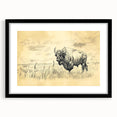 Buffalo in Nature Illustration Art Print – Rustic Animal Wall Decor