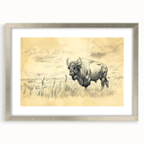 Buffalo in Nature Illustration Art Print – Rustic Animal Wall Decor