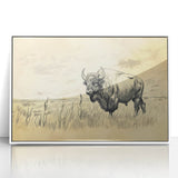 Buffalo in Nature Illustration Art Print – Rustic Animal Wall Decor