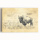 Buffalo in Nature Illustration Art Print – Rustic Animal Wall Decor