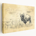 Buffalo in Nature Illustration Art Print – Rustic Animal Wall Decor
