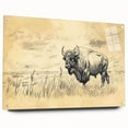 Buffalo in Nature Illustration Art Print – Rustic Animal Wall Decor