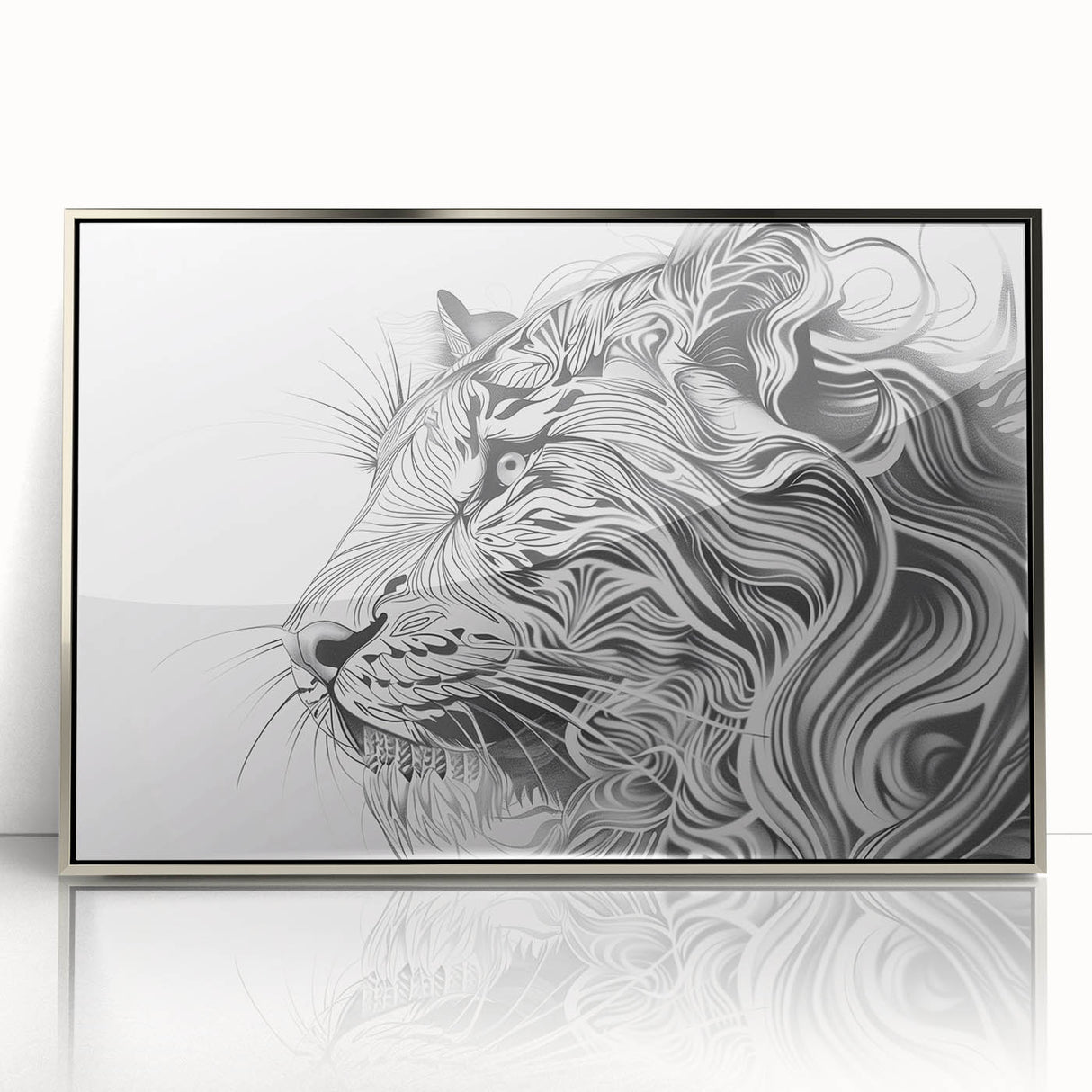 Abstract Lion Illustration Art Print – Modern Animal Wall Decor