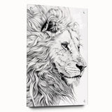Lion Illustration Art Print – Intricate Black and White Animal Decor