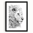 Lion Illustration Art Print – Intricate Black and White Animal Decor
