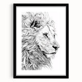 Lion Illustration Art Print – Intricate Black and White Animal Decor