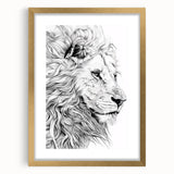 Lion Illustration Art Print – Intricate Black and White Animal Decor