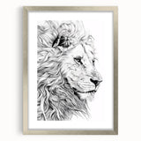 Lion Illustration Art Print – Intricate Black and White Animal Decor