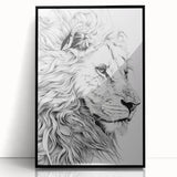 Lion Illustration Art Print – Intricate Black and White Animal Decor