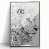 Lion Illustration Art Print – Intricate Black and White Animal Decor