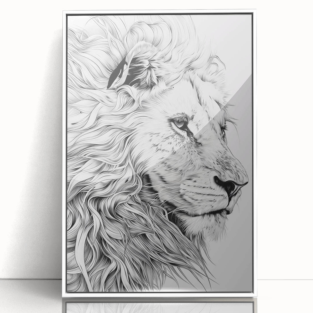 Lion Illustration Art Print – Intricate Black and White Animal Decor
