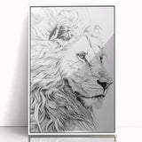 Lion Illustration Art Print – Intricate Black and White Animal Decor