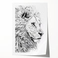 Lion Illustration Art Print – Intricate Black and White Animal Decor