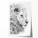 Lion Illustration Art Print – Intricate Black and White Animal Decor