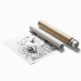 Lion Illustration Art Print – Intricate Black and White Animal Decor