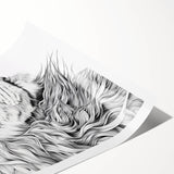 Lion Illustration Art Print – Intricate Black and White Animal Decor