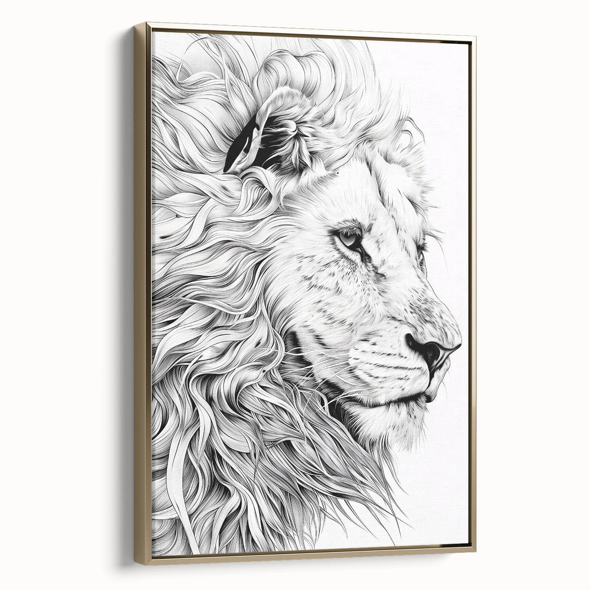 Lion Illustration Art Print – Intricate Black and White Animal Decor