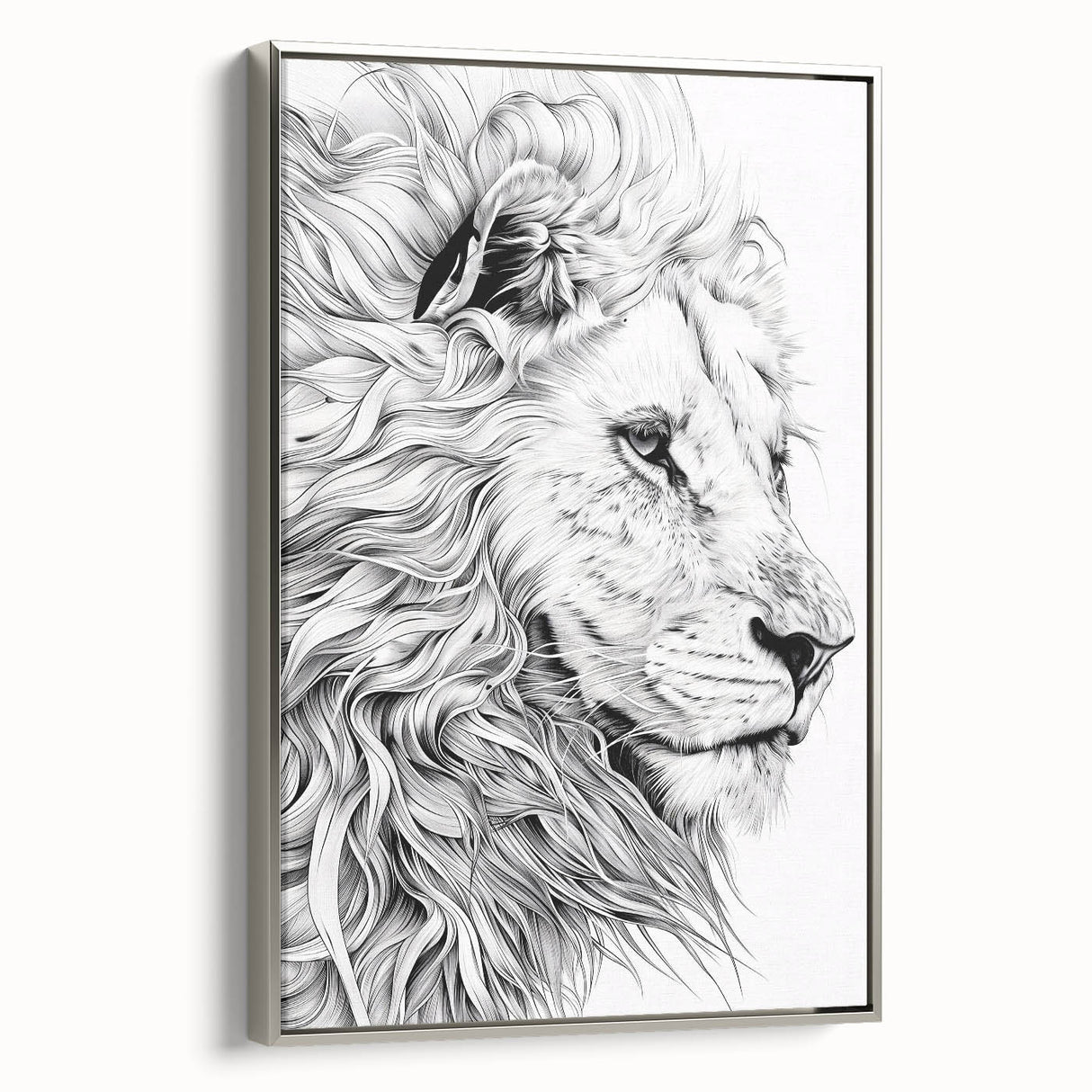 Lion Illustration Art Print – Intricate Black and White Animal Decor