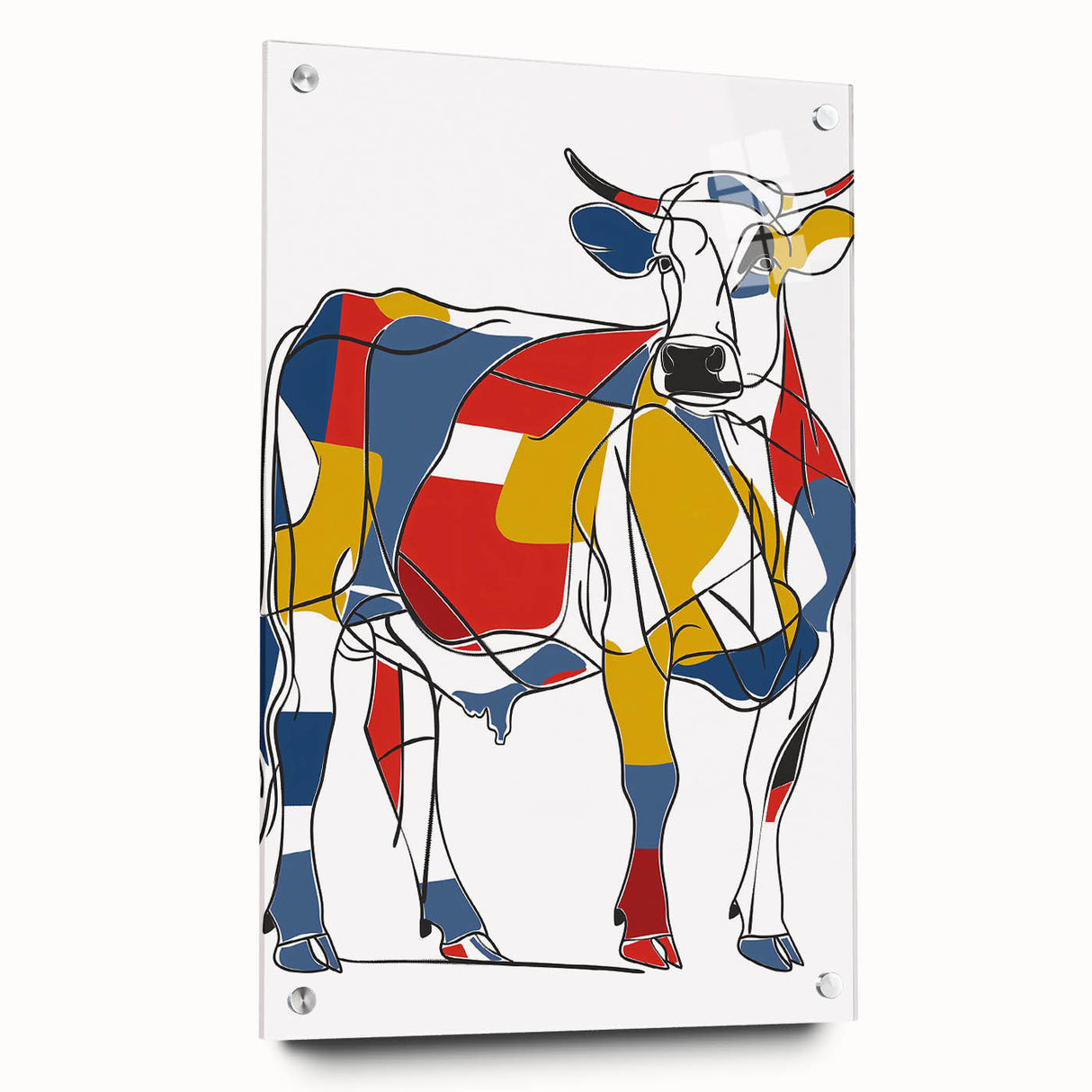 Colorful Cow Illustration Art Print – Modern Animal Wall Decor