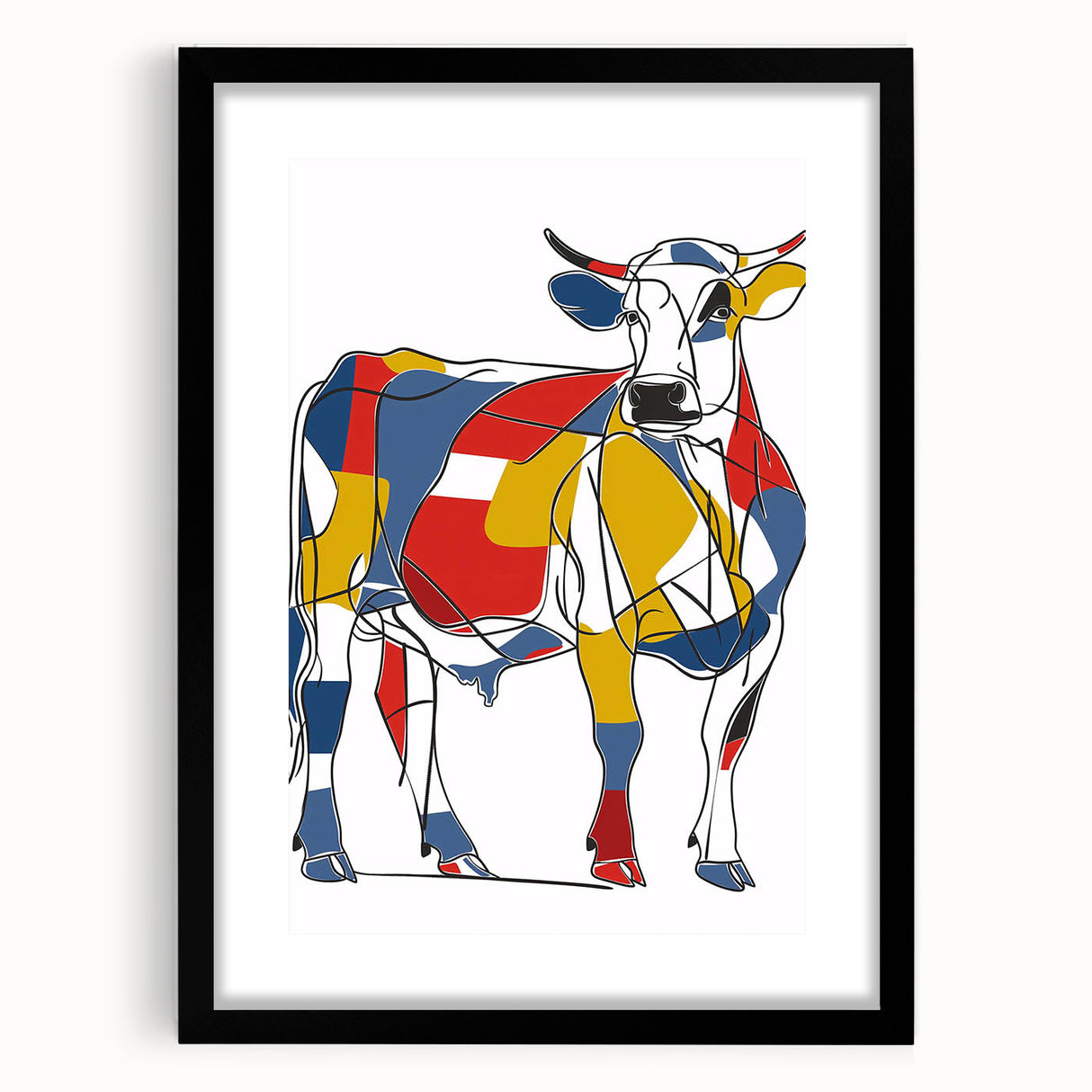 Colorful Cow Illustration Art Print – Modern Animal Wall Decor