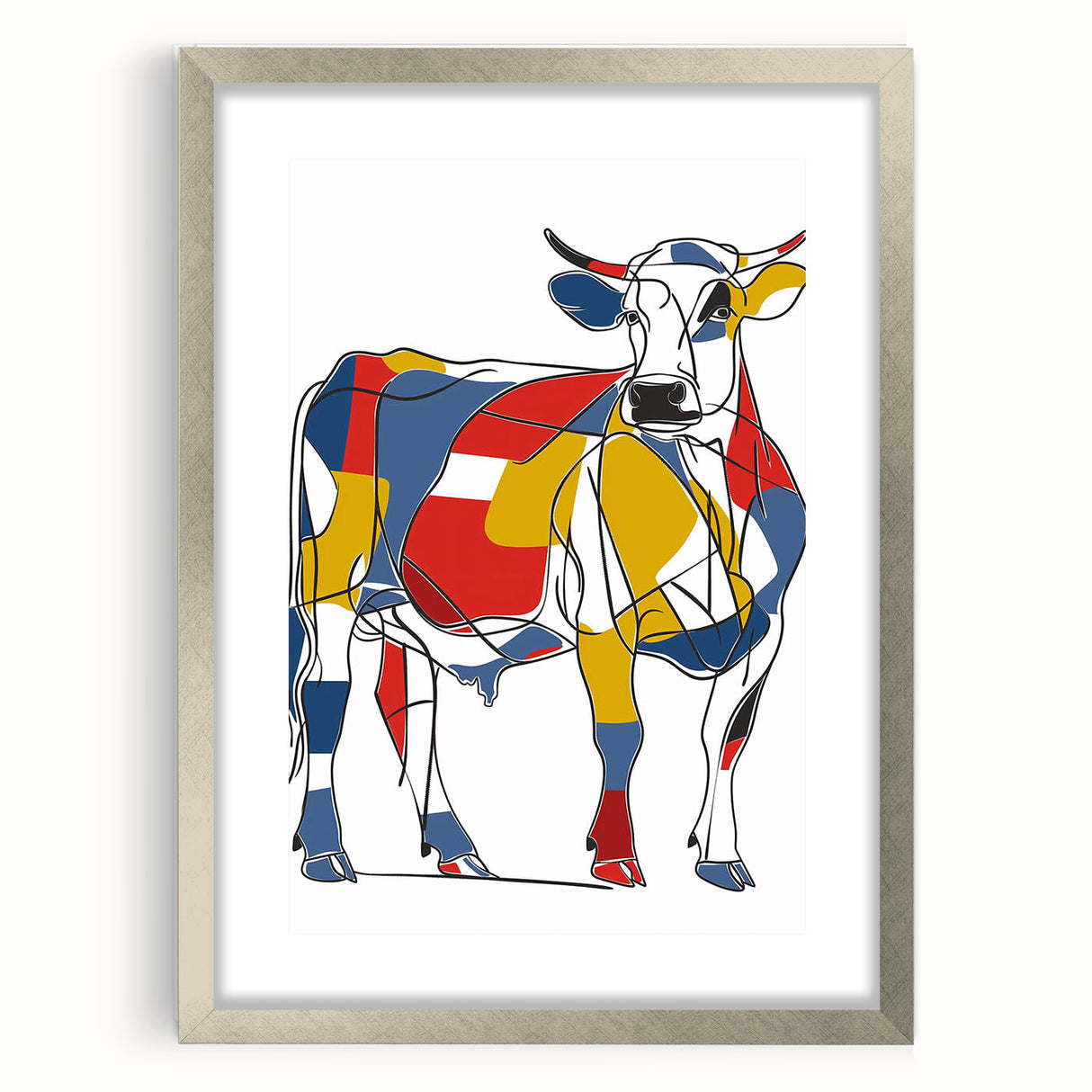Colorful Cow Illustration Art Print – Modern Animal Wall Decor