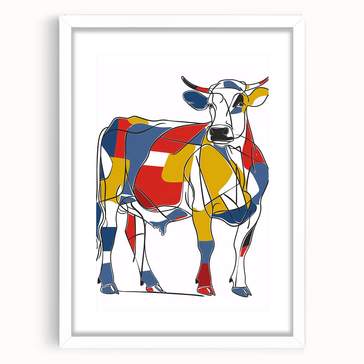 Colorful Cow Illustration Art Print – Modern Animal Wall Decor