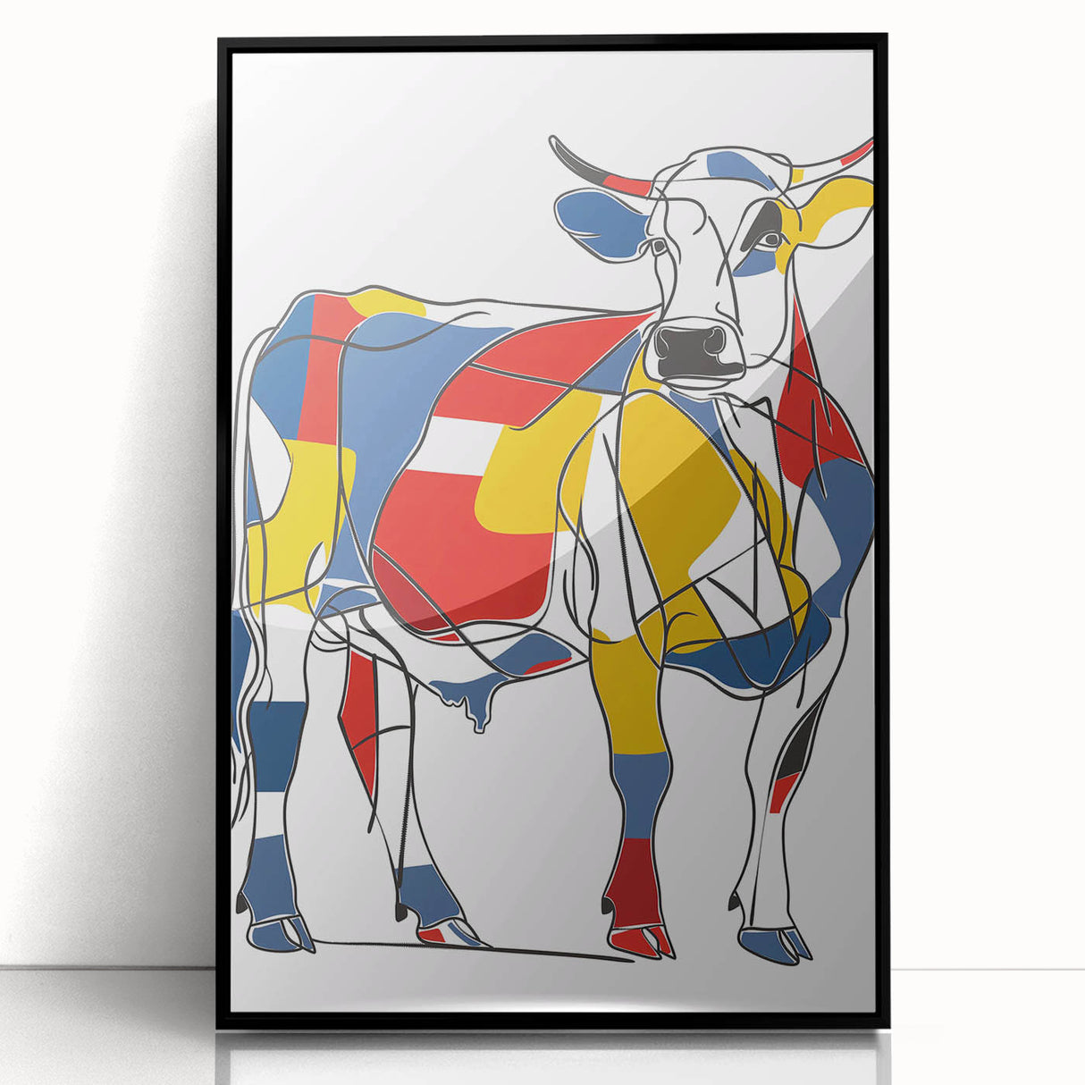 Colorful Cow Illustration Art Print – Modern Animal Wall Decor