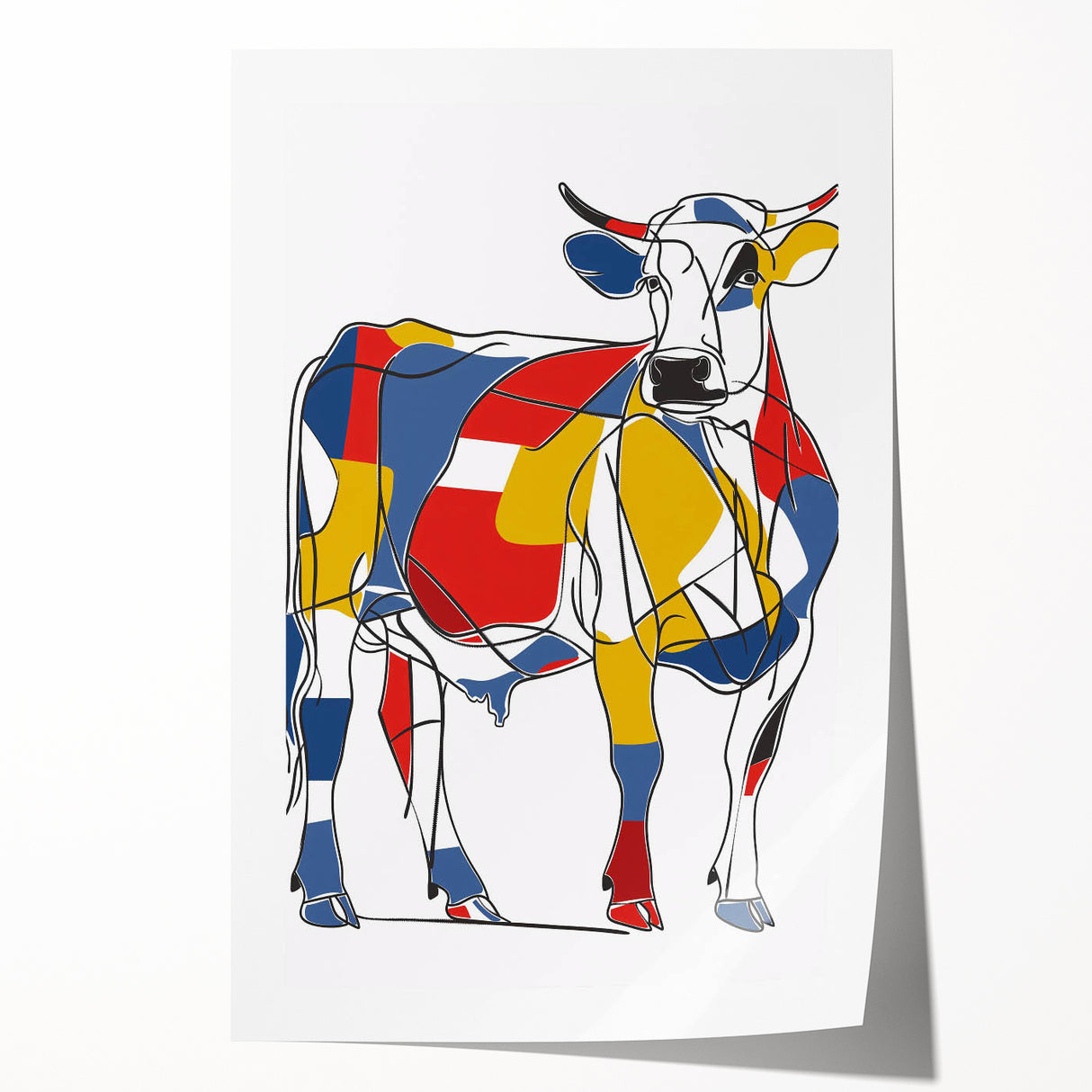 Colorful Cow Illustration Art Print – Modern Animal Wall Decor