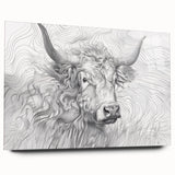 Intricate Cow Illustration Art Print – Detailed Nature-Inspired Decor