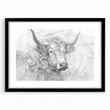 Intricate Cow Illustration Art Print – Detailed Nature-Inspired Decor