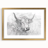 Intricate Cow Illustration Art Print – Detailed Nature-Inspired Decor