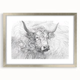 Intricate Cow Illustration Art Print – Detailed Nature-Inspired Decor