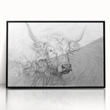 Intricate Cow Illustration Art Print – Detailed Nature-Inspired Decor