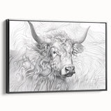 Intricate Cow Illustration Art Print – Detailed Nature-Inspired Decor