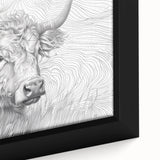 Intricate Cow Illustration Art Print – Detailed Nature-Inspired Decor