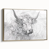Intricate Cow Illustration Art Print – Detailed Nature-Inspired Decor