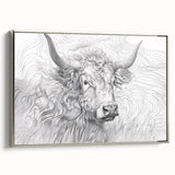 Intricate Cow Illustration Art Print – Detailed Nature-Inspired Decor