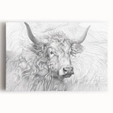 Intricate Cow Illustration Art Print – Detailed Nature-Inspired Decor