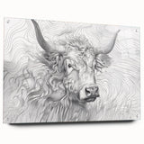 Intricate Cow Illustration Art Print – Detailed Nature-Inspired Decor